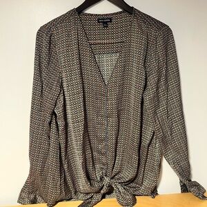 Max Edition Geometric Print Blouse in Green and Orange